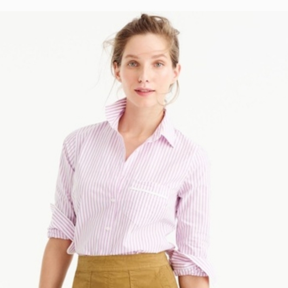 J. Crew Purple and White Fitted Button Down Shirt